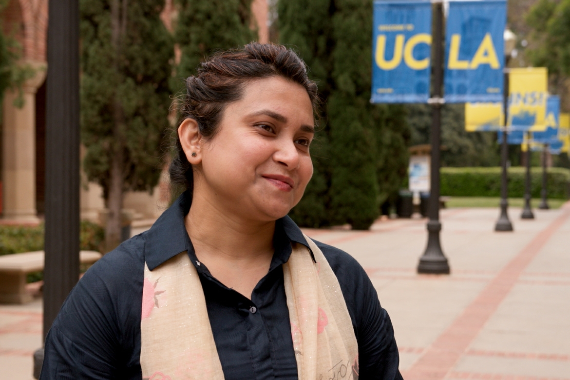 UCLA Extension graduate Layla Nusrat Banu smiling at UCLA Campus