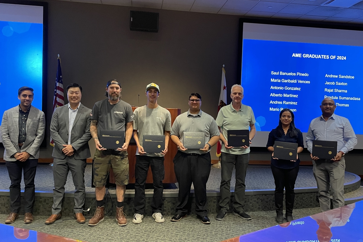 Program staff and graduates of UCLA Extension's Aerospace Manufacturing Engineering custom program with Northrop Grumman. 