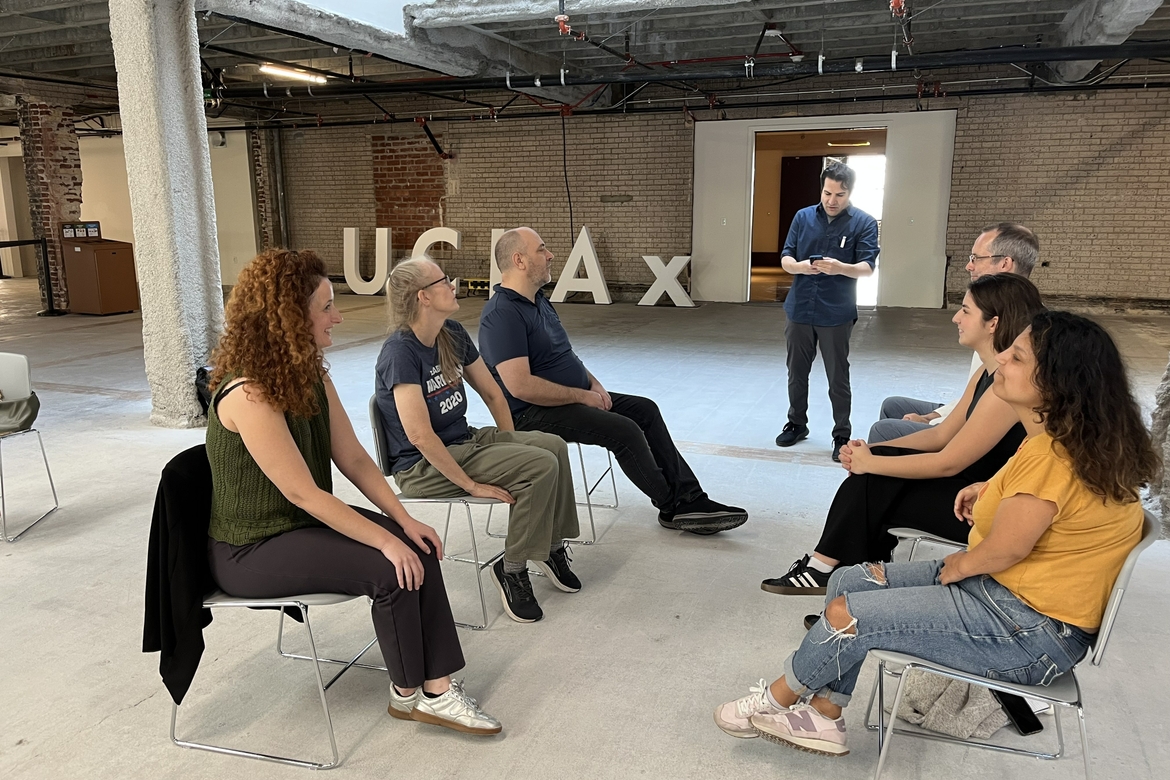 Actors receive instruction from their teacher in the Bruin Collaborative