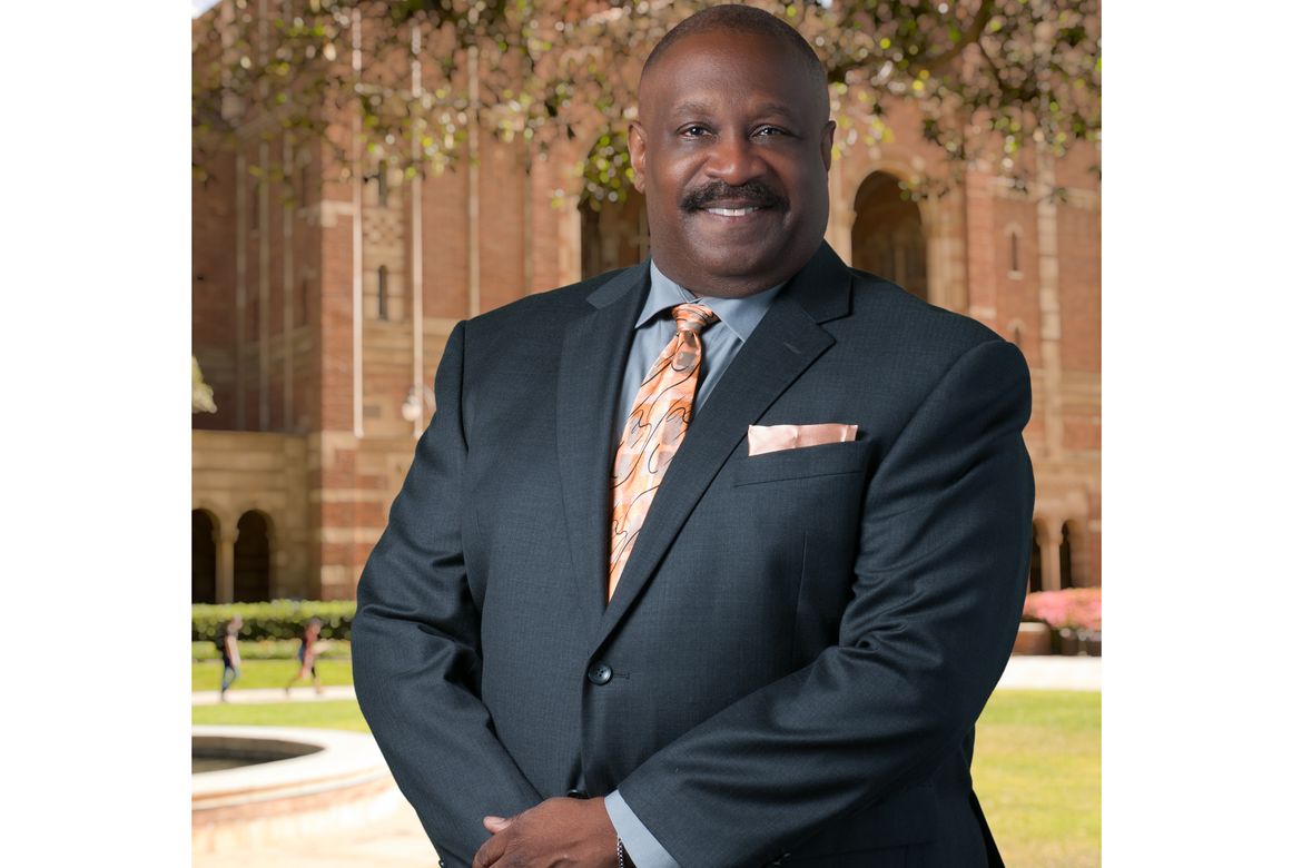 Keith Jefferies smiling in front of UCLA.