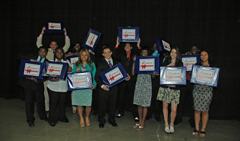 Graduates of the Carnival-sponsored HEAT Academy celebrate after the presentation. 