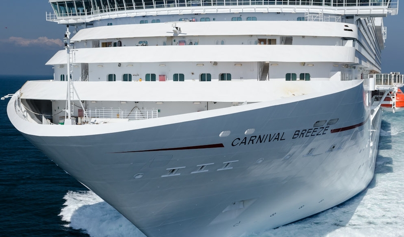 The 130,000-ton Carnival Breeze, conducts sea trials in the Adriatic Sea in preparation for its inaugural June 3 voyage from Venice, Italy.