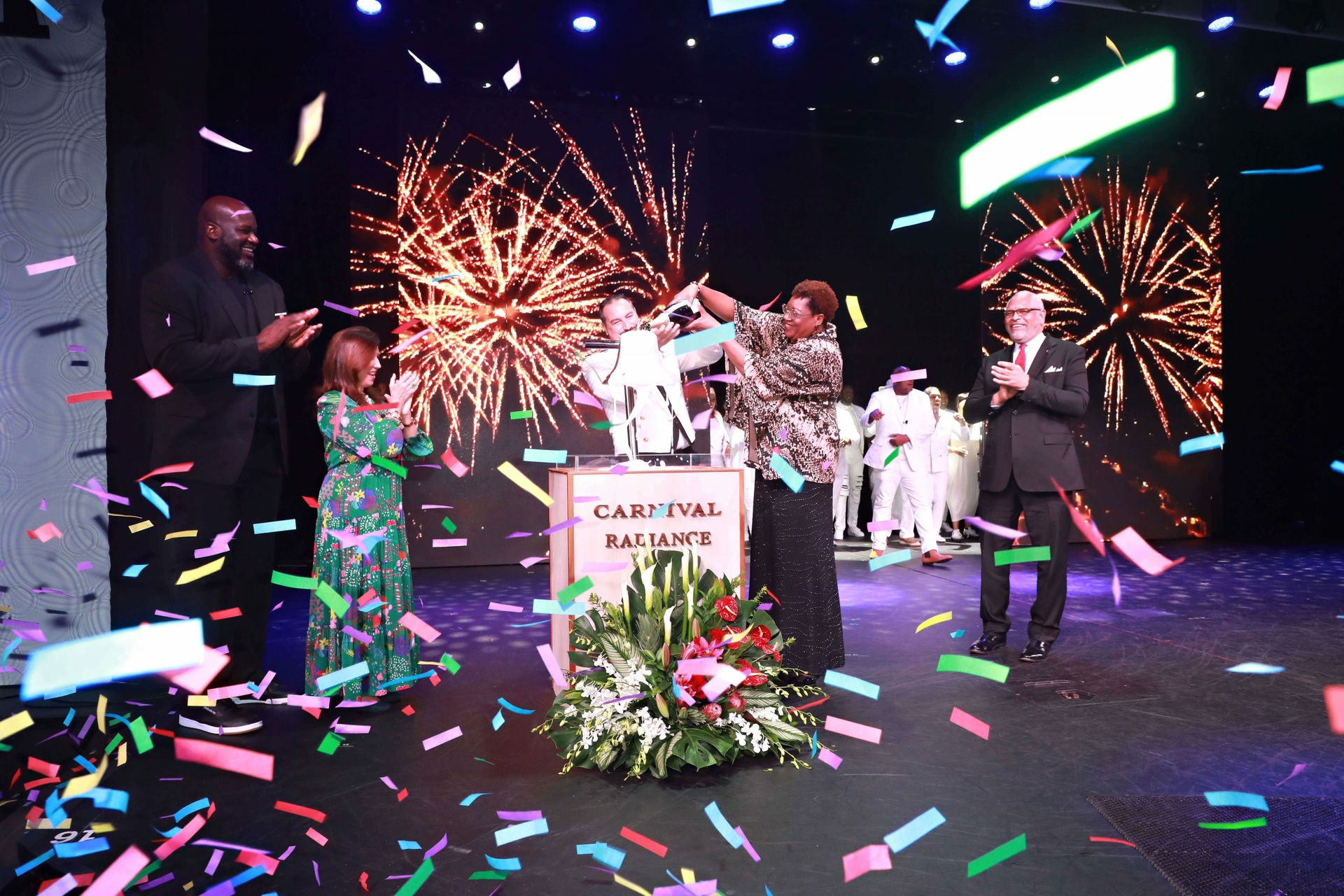 Carnival Cruise Line christened its newest ship Carnival Radiance last night in a naming ceremony in Long Beach, Calif., with the ship’s Godmother Dr. Lucille O’Neal and her son, Carnival Chief Fun Officer Shaquille O’Neal as featured guests of the event.