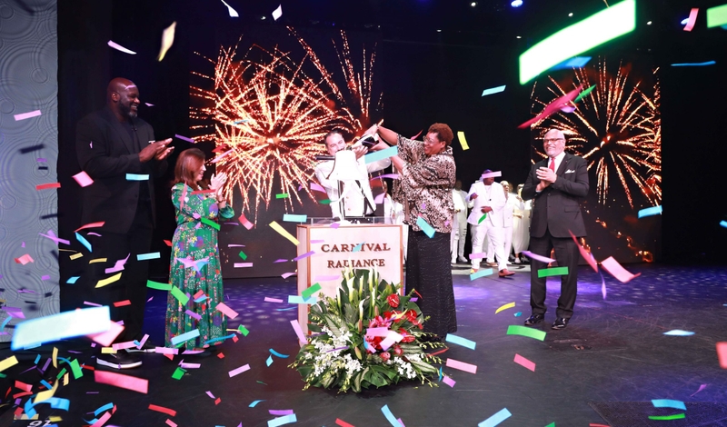 Carnival Cruise Line christened its newest ship Carnival Radiance last night in a naming ceremony in Long Beach, Calif., with the ship’s Godmother Dr. Lucille O’Neal and her son, Carnival Chief Fun Officer Shaquille O’Neal as featured guests of the event.