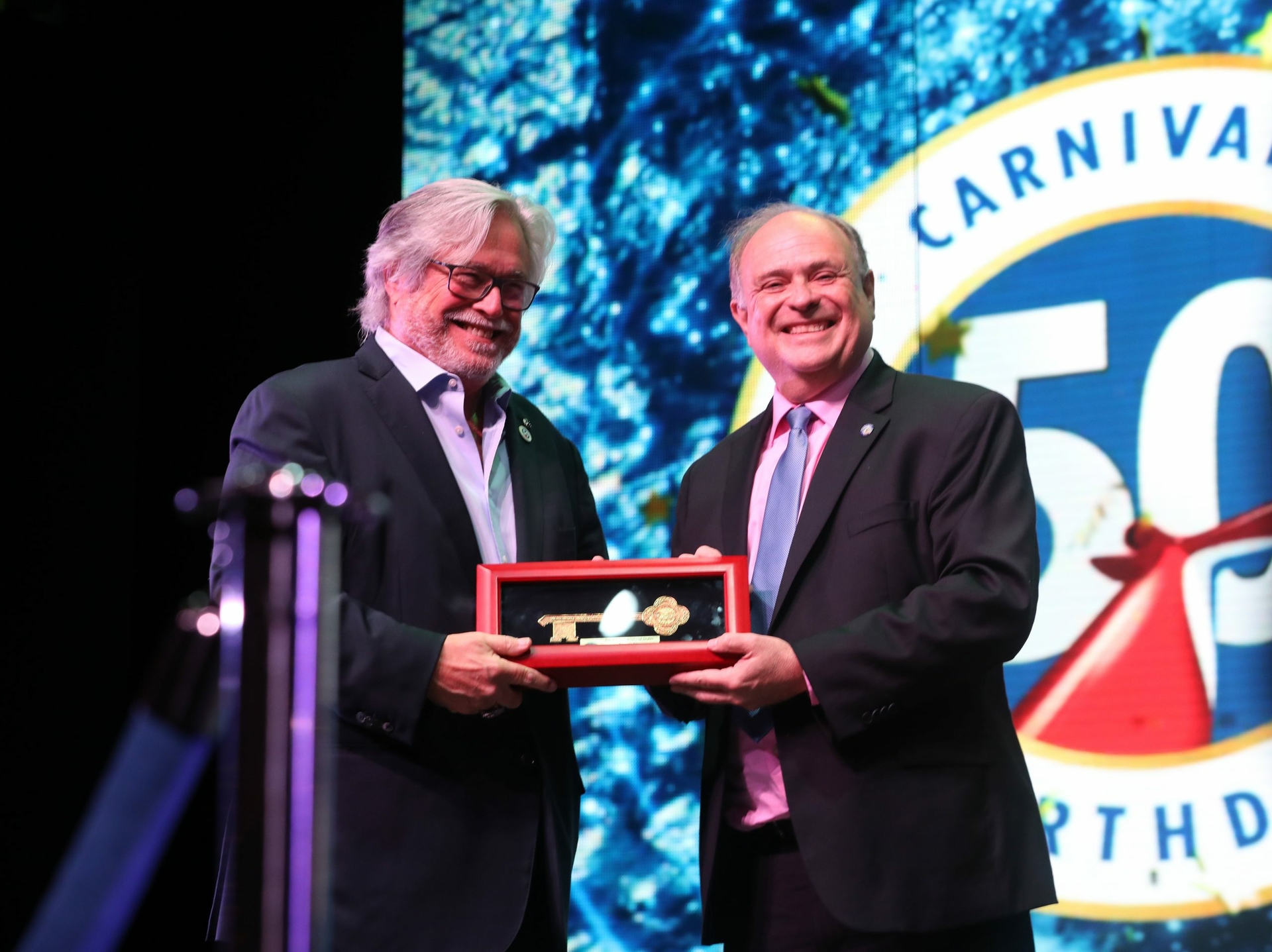 Carnival Cruise Line today marked a half a century since its maiden voyage from PortMiami with a celebration aboard Carnival Conquest.