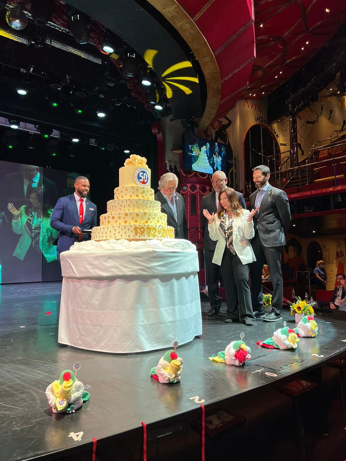 Carnival Cruise Line today marked a half a century since its maiden voyage from PortMiami with a celebration aboard Carnival Conquest.