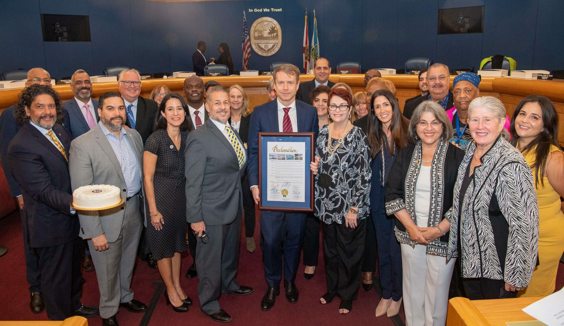 Pictured are: Attorney Jorge Luis Lopez; Carnival Cruise Line Director of Homeport Operations Carlos Estrada; Carnival Cruise Line Senior Director of Communications Kelly Penton; Chairman Jose “Pepe” Diaz; Carnival Cruise Line Executive Vice President Lars Ljoen; Commissioner Rebecca Sosa; PortMiami Director Hydi Webb; Miami-Dade County Mayor Daniella Levine Cava; Commissioner Sally Heyman.