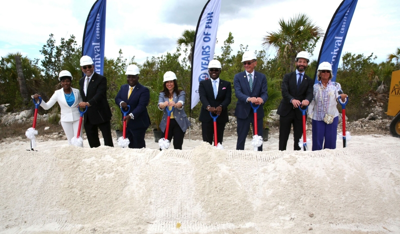 From left to right: Minister for Grand Bahama The Honourable Ginger Moxey, Carnival Corporation President and CEO Arnold Donald, Bahamas Prime Minister The Honourable Philip Davis, Carnival Cruise Line President Christine Duffy, Bahamas Deputy Prime Minister The Honourable I. Chester Cooper, Carnival Corporation Senior Vice President, Port and Destination Development Giora Israel, Carnival Corporation Chief Operations Officer Josh Weinstein, The Grand Bahama Port Authority Acting Chairman Sarah St. Georg
