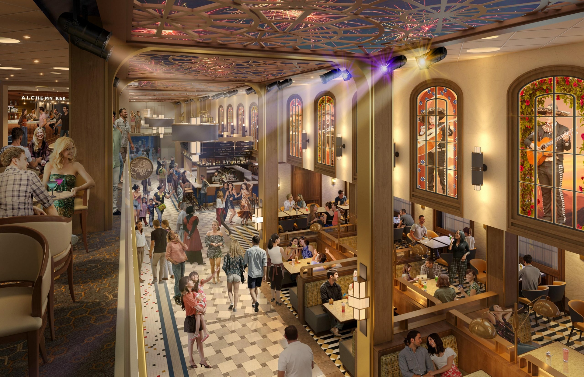 Carnival Cruise Line’s next ship, Carnival Celebration, will feature The Gateway, an entirely new area on two decks that celebrates travel and the excitement of exploring new destinations.