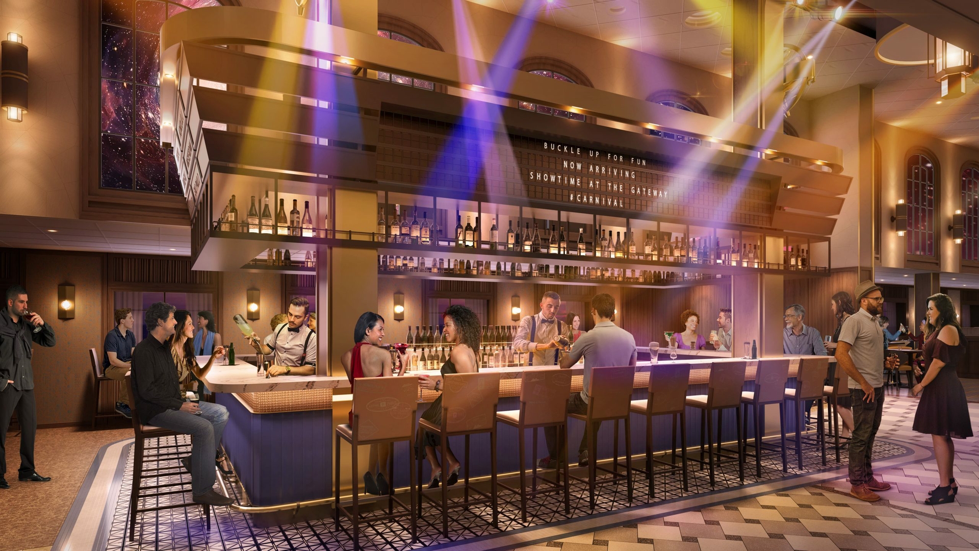 Carnival Cruise Line’s next ship, Carnival Celebration, will feature The Gateway, an entirely new area on two decks that celebrates travel and the excitement of exploring new destinations.
