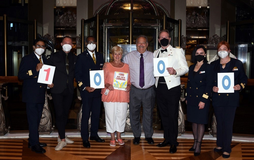 Nancy and Robert Houchens Celebrate 1000 Days at Sea with Carnival