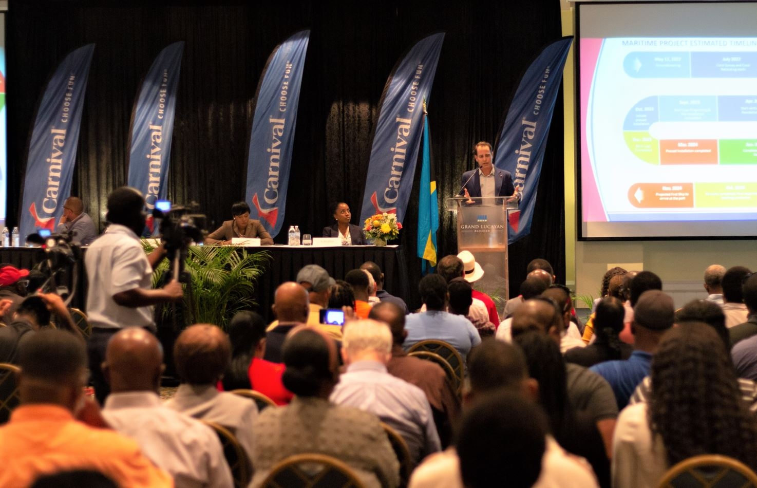 Carnival Cruise Line hosted more than 500 local business representatives and residents during a two-day series of informational sessions regarding its Grand Bahama Cruise Port development currently under construction and slated for completion in late 2024.