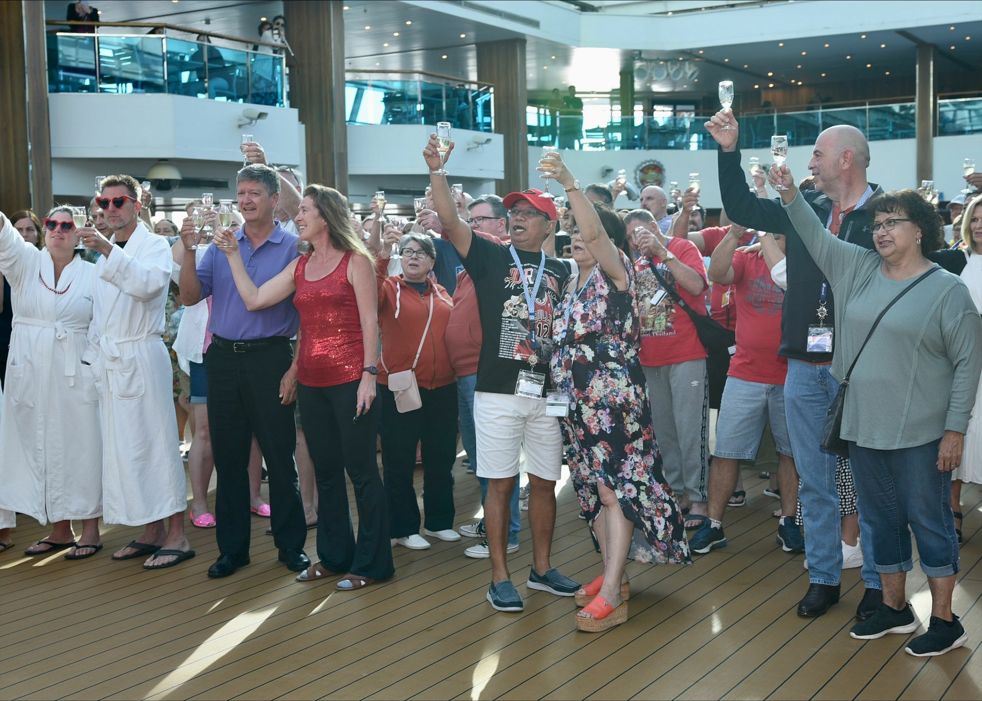 A fun reception follows a vow renewal ceremony aboard Carnival Splendor at sea in Australia