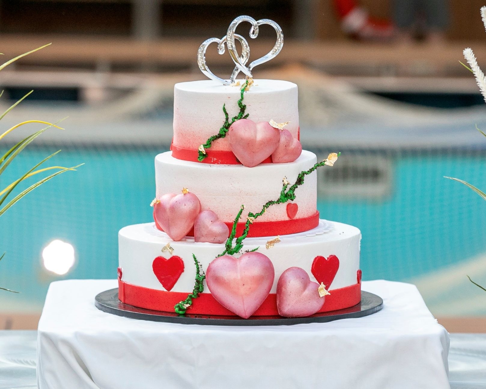 A special cake was decorated in pink and red to mark Valentine's Day
