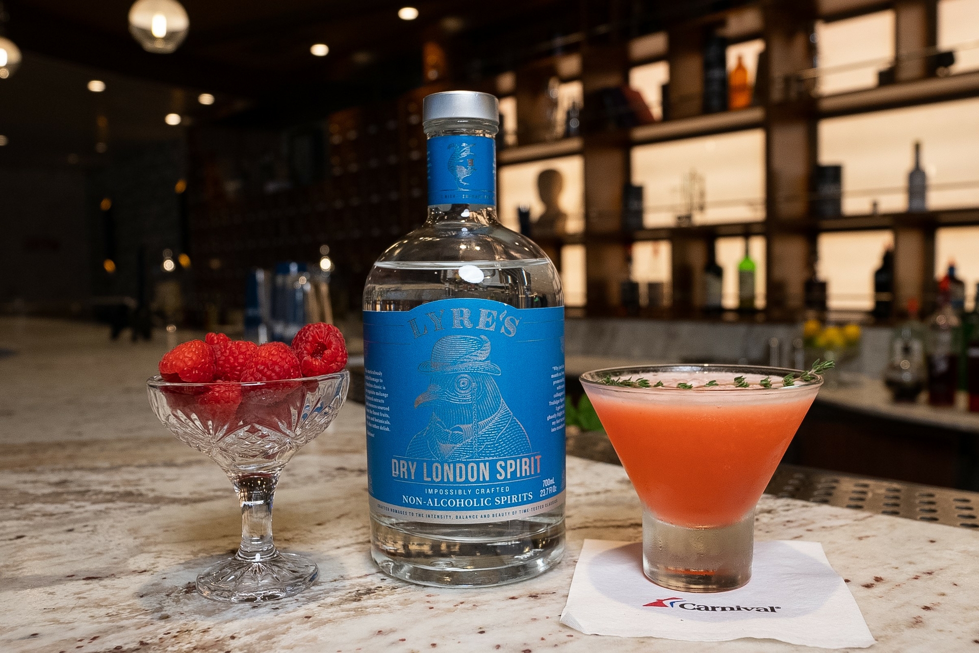 Hearts of Fire is an award-winning concoction featuring fresh thyme and raspberries