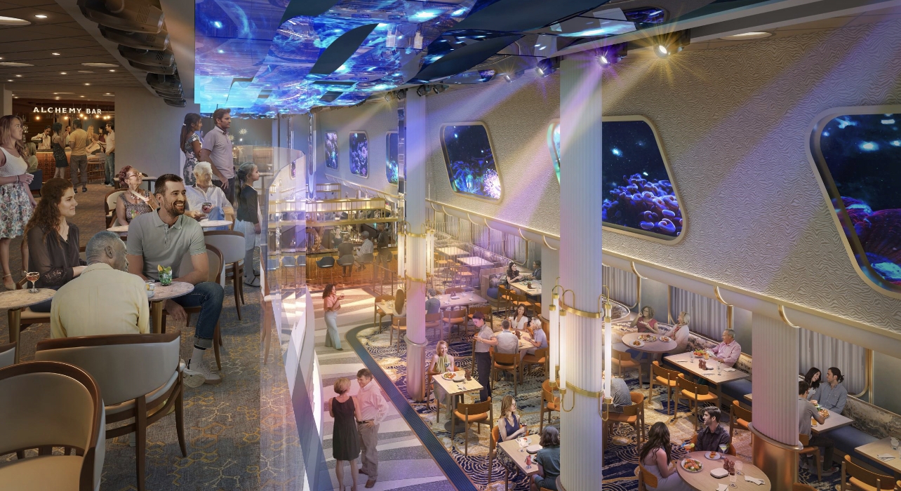 Upper deck of the Currents zone of Carnival Jubilee