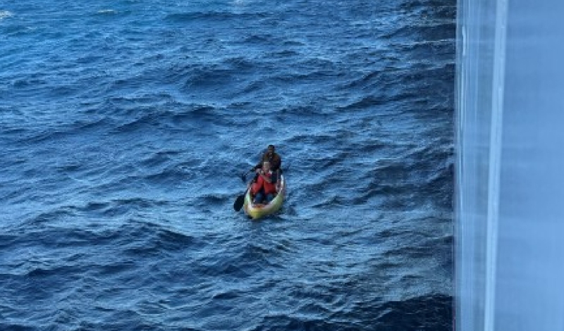 After the ships team members spotted the men and welcomed them aboard they were given first aid and food