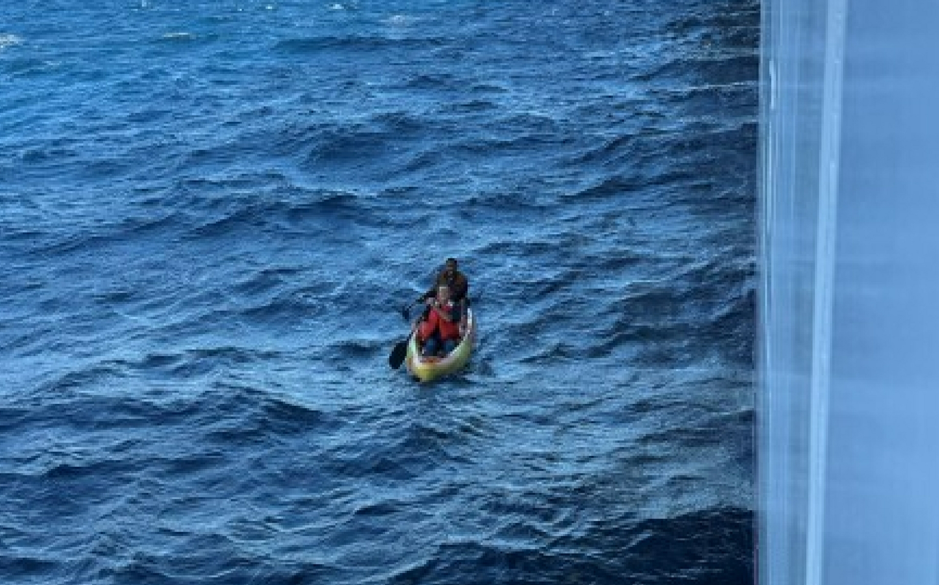 After the ship's team members spotted the men and welcomed them aboard, they were given first aid and food