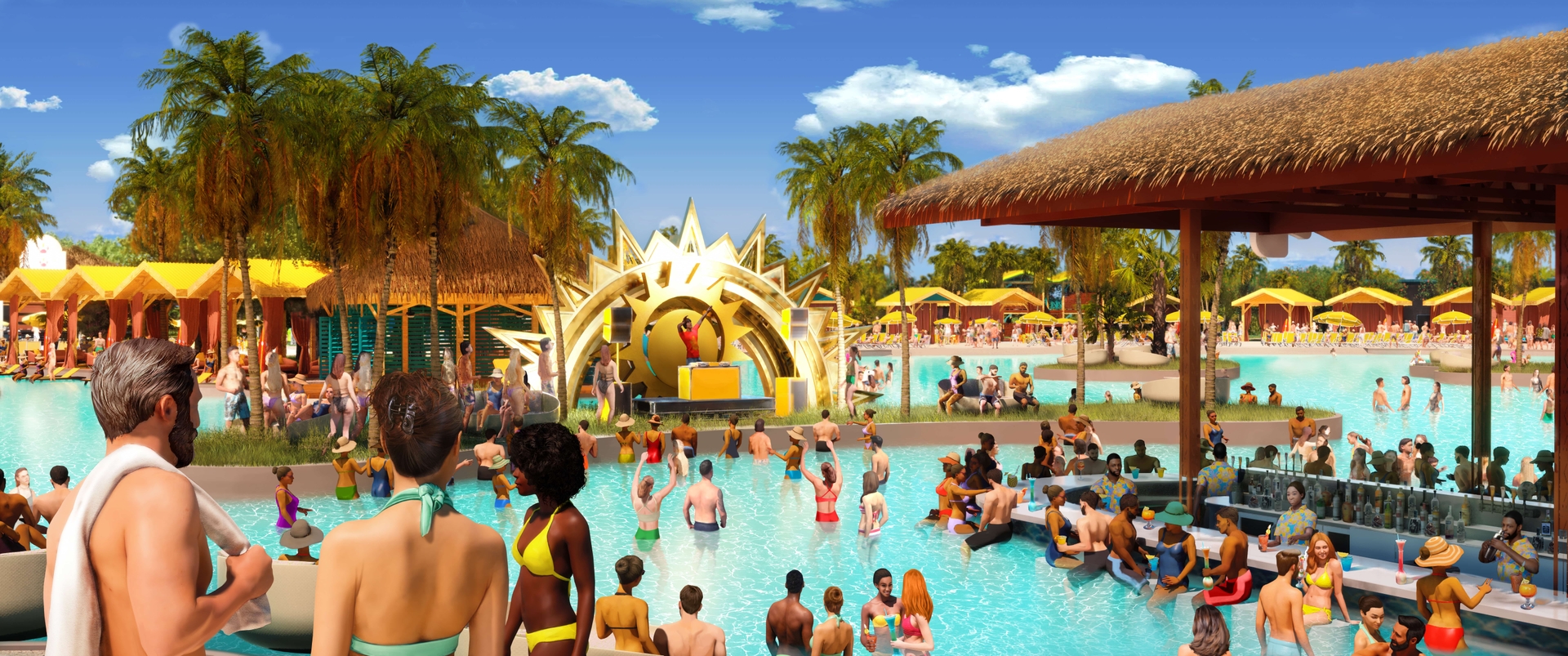 Calypso Lagoon Portal DJ stage and swim up bar