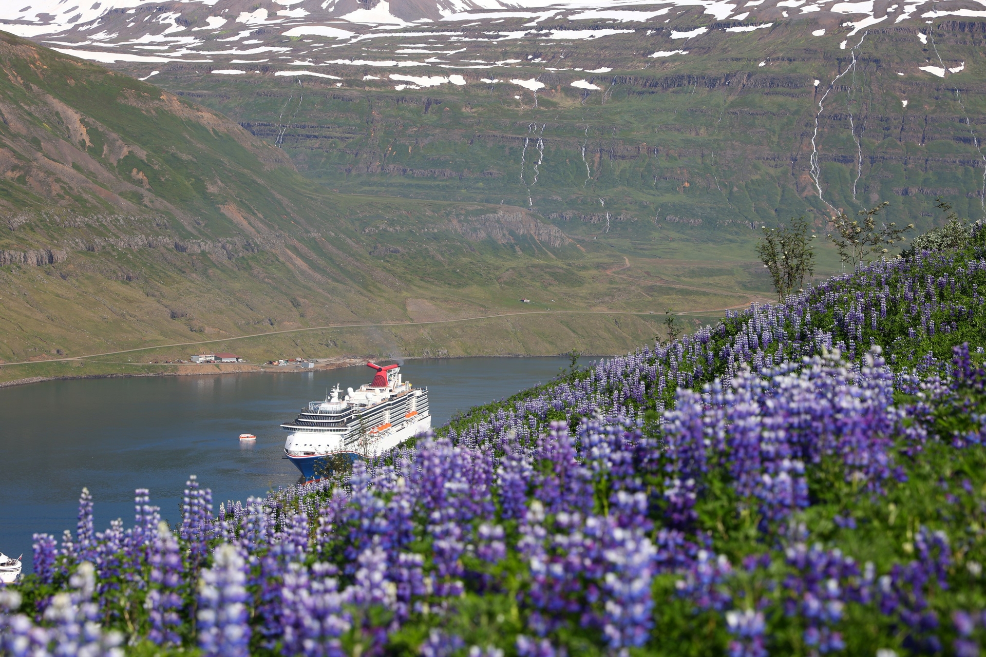 Carnival Legend sails through Seydisfjordur Iceland