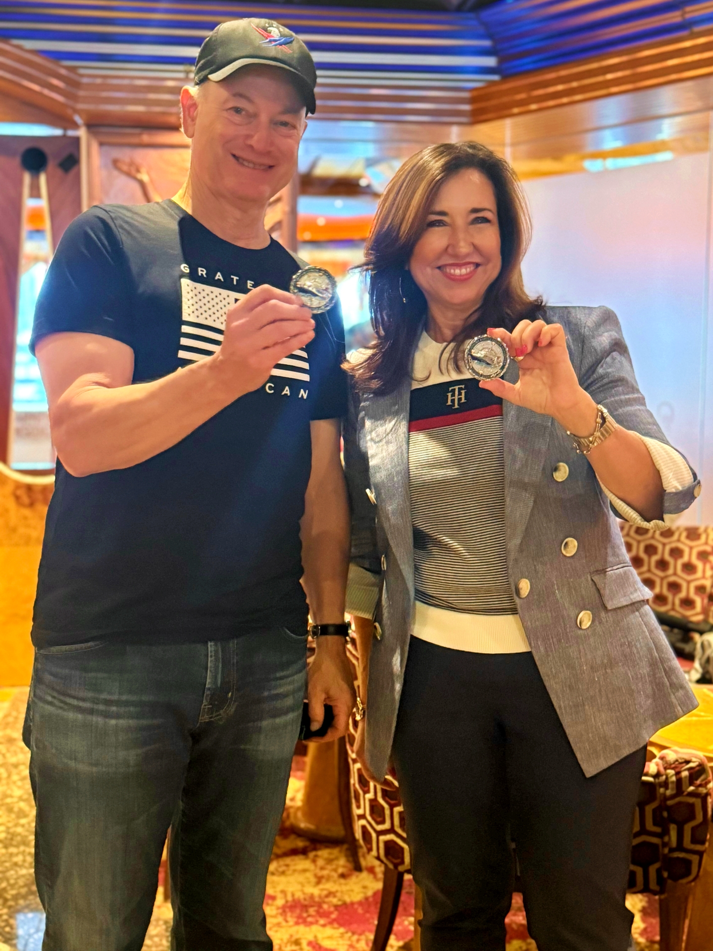 Gary Sinise and Christine Duffy on board Carnival Paradise