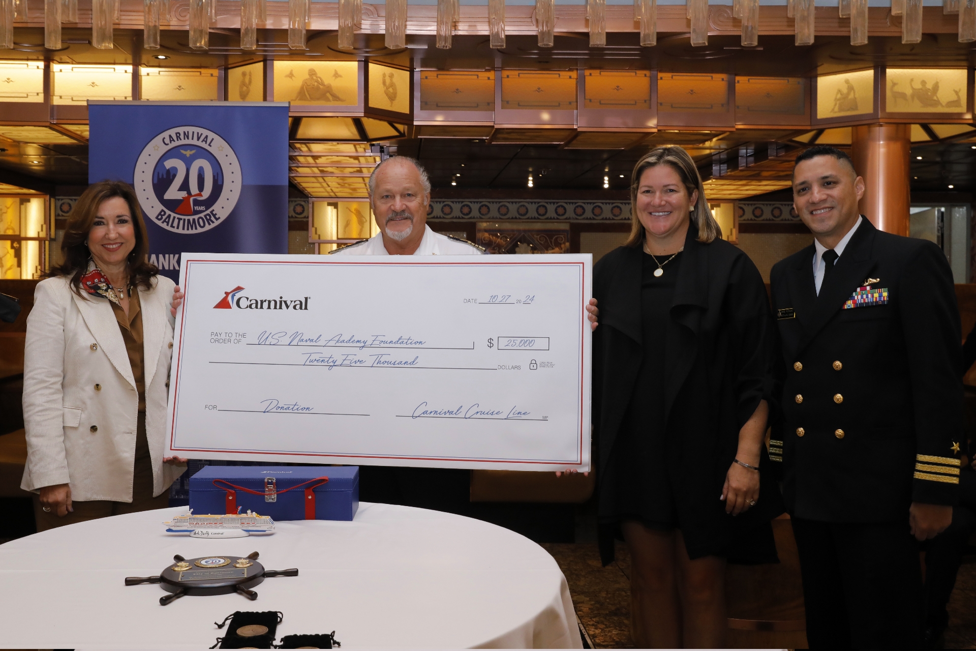 Carnival also marked the 20-year milestone by donating 25000 to the U.S. Naval Academy Foundation