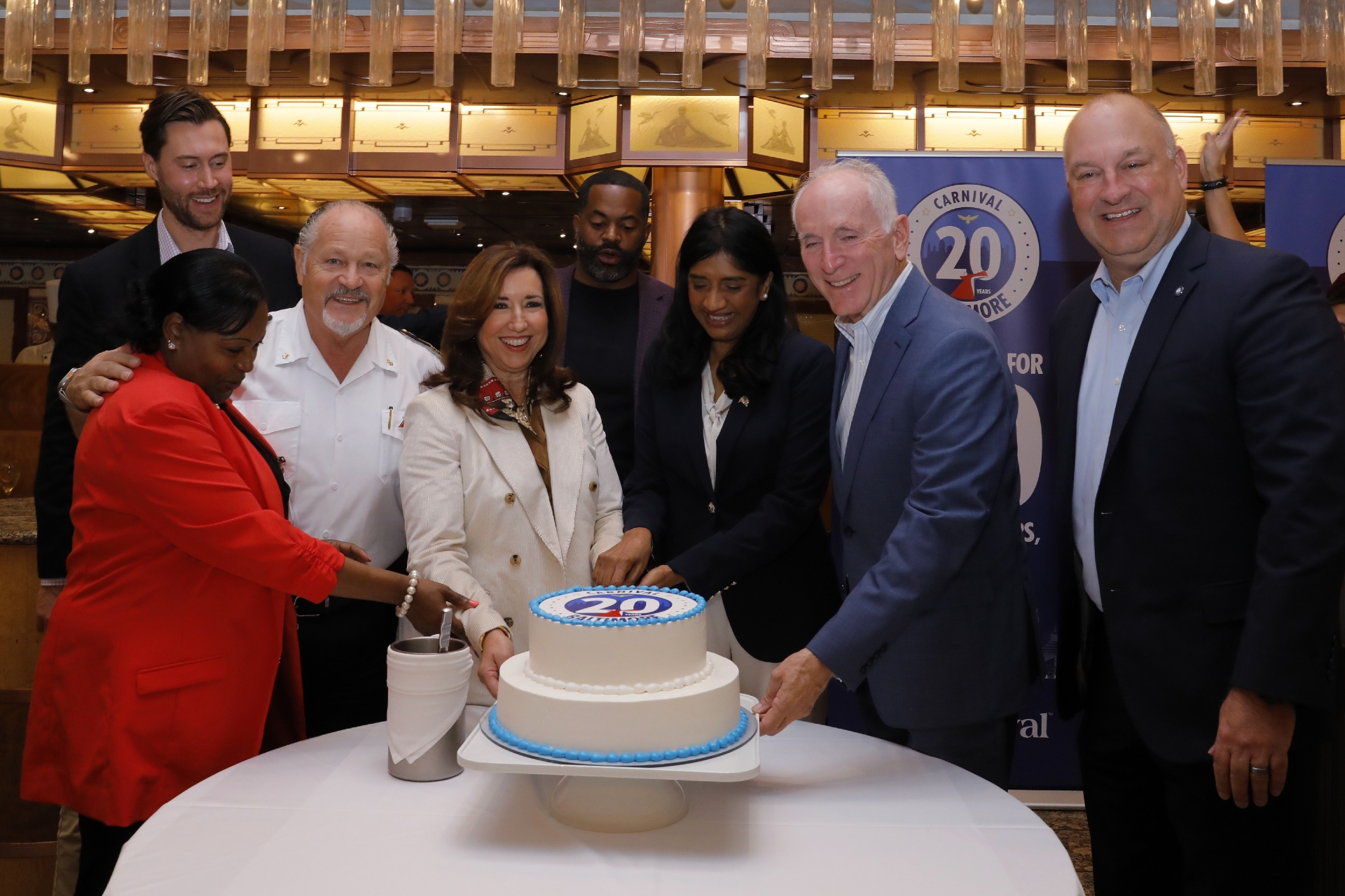 Carnival President Christine Duffy welcomed aboard dignitaries and public officials to commemorate 20 years of sailing from Baltimore