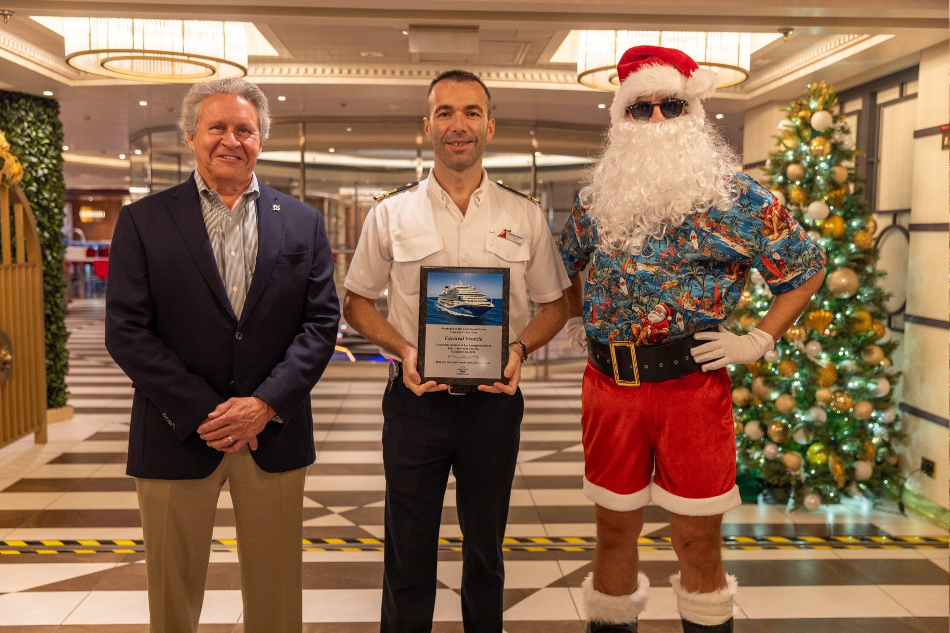 Tropical Santa helps deliver Carnival Venezia to Port Canaveral