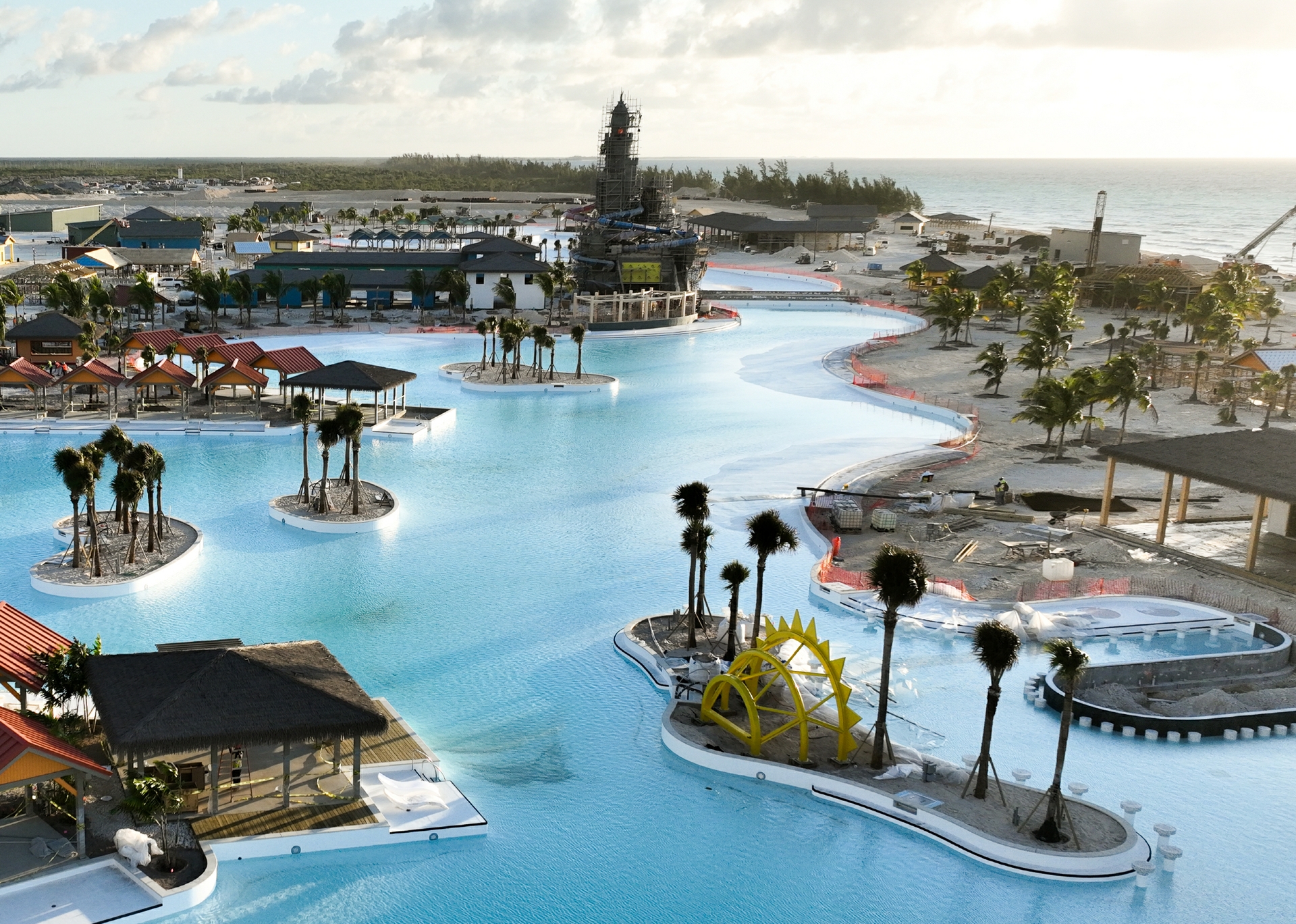 Aerial view shows progress of construction work at Celebration Key