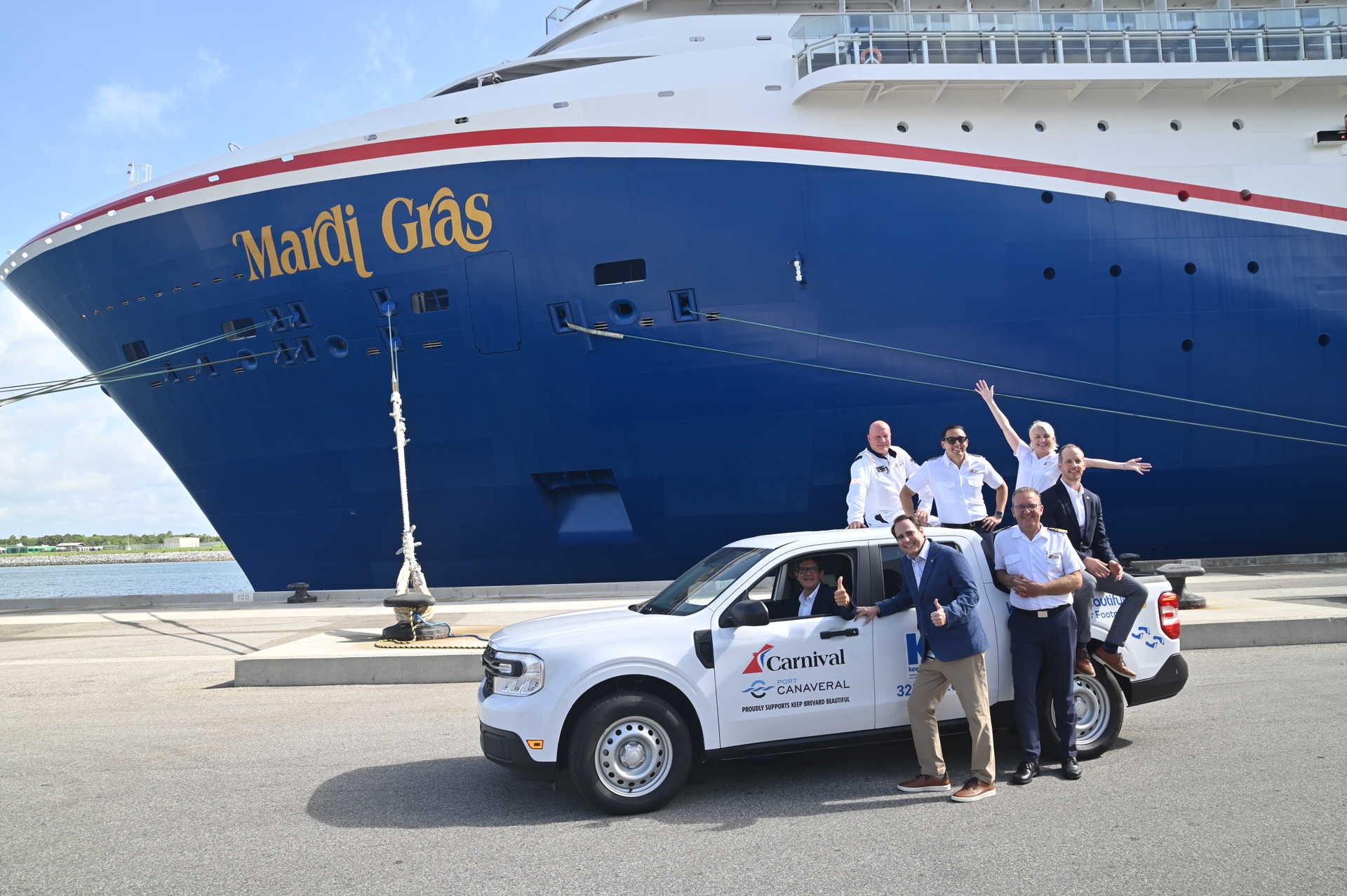 Ahead of World Ocean Day, Carnival donates a hybrid pickup truck to support the work of Keep Brevard Beautiful