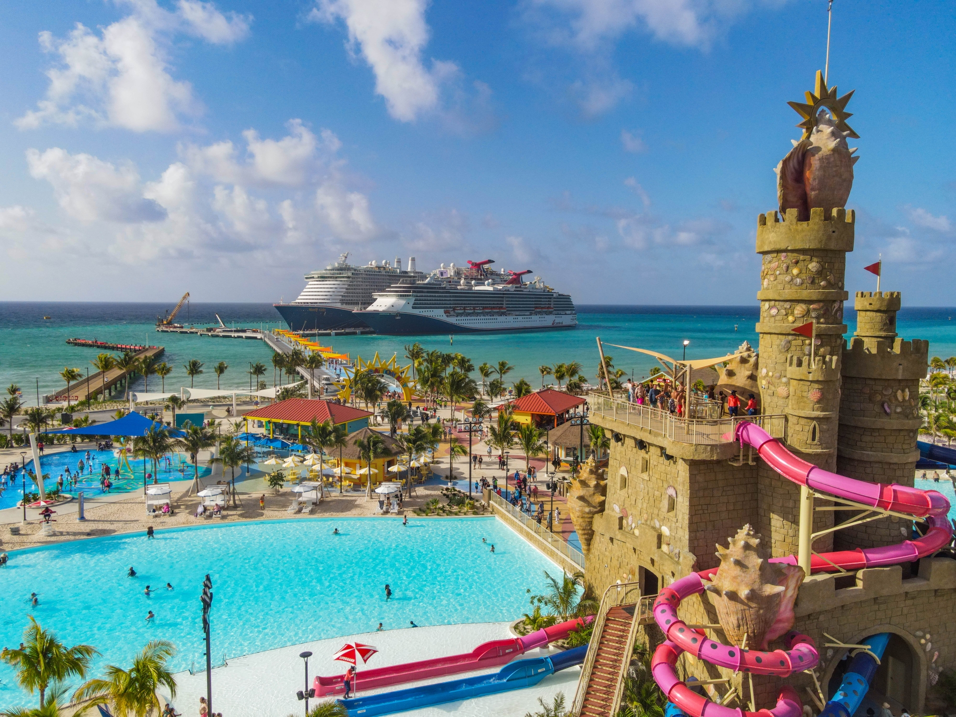 First Excel-Class Ship Mardi Gras Docks At Carnival Cruise Line's Celebration Key  (Image at LateCruiseNews.com - July 2025)