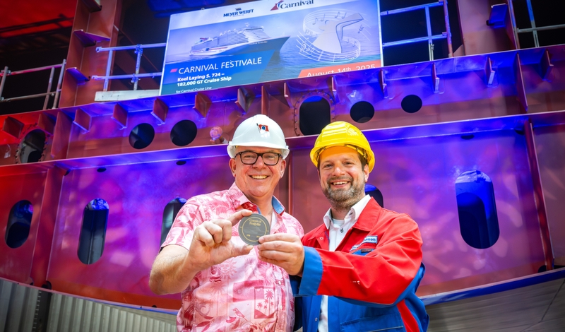 Carnival Festivale Keel Laying Sets Tempo For New Music-Themed Ship's Construction. Carnival Festivale to Debut in 2027, Sailing Year-Round from Port Canaveral  (Image at LateCruiseNews.com - August 2025)