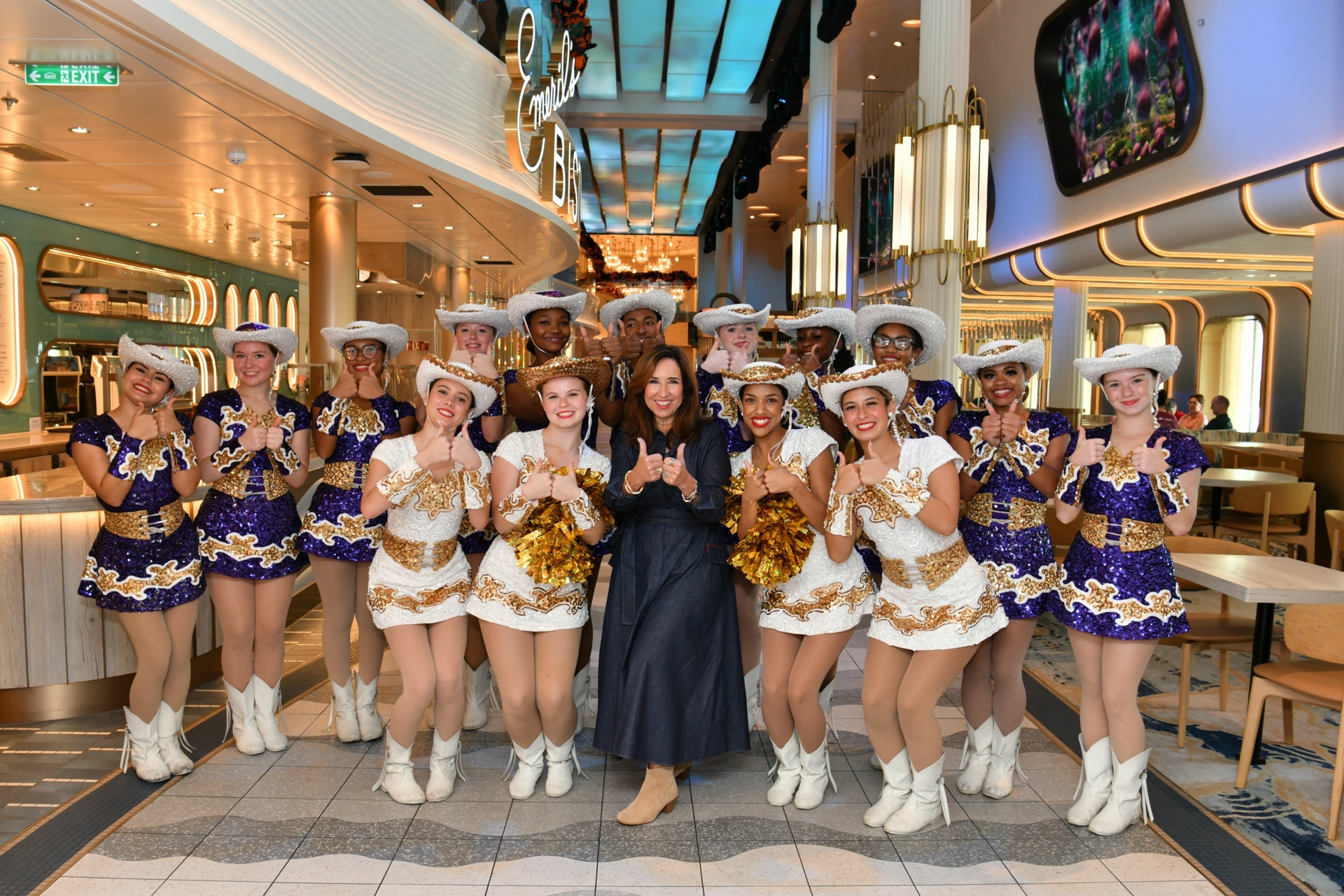 Carnival President Christine Duffy with Galveston Ball High Tornettes