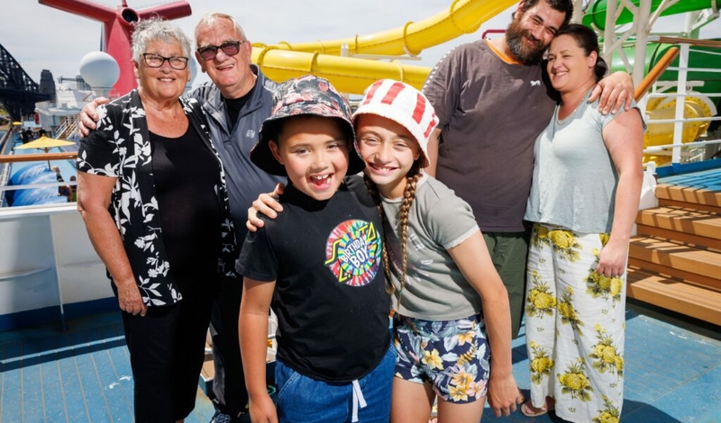 Adelaide family L-R Shirley Van Hout, Thomas Van Hout, Cruz McSwain, Savannah McSwain, Patrick McSwain, Rene Van Hout