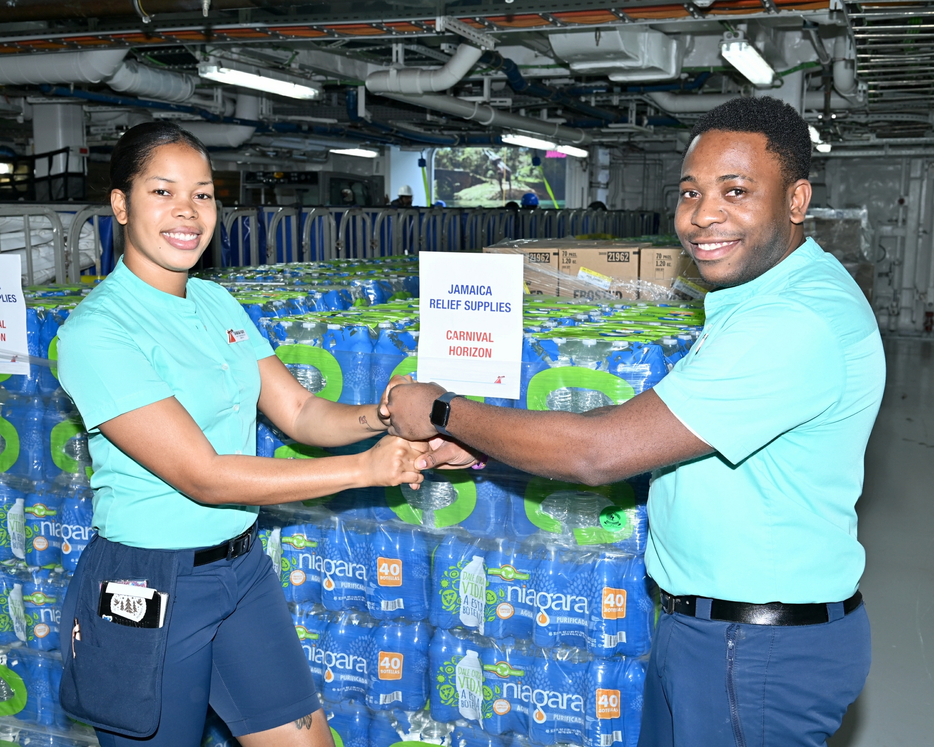 Carnival Horizon team members help deliver thousands of supplies in Jamaica
