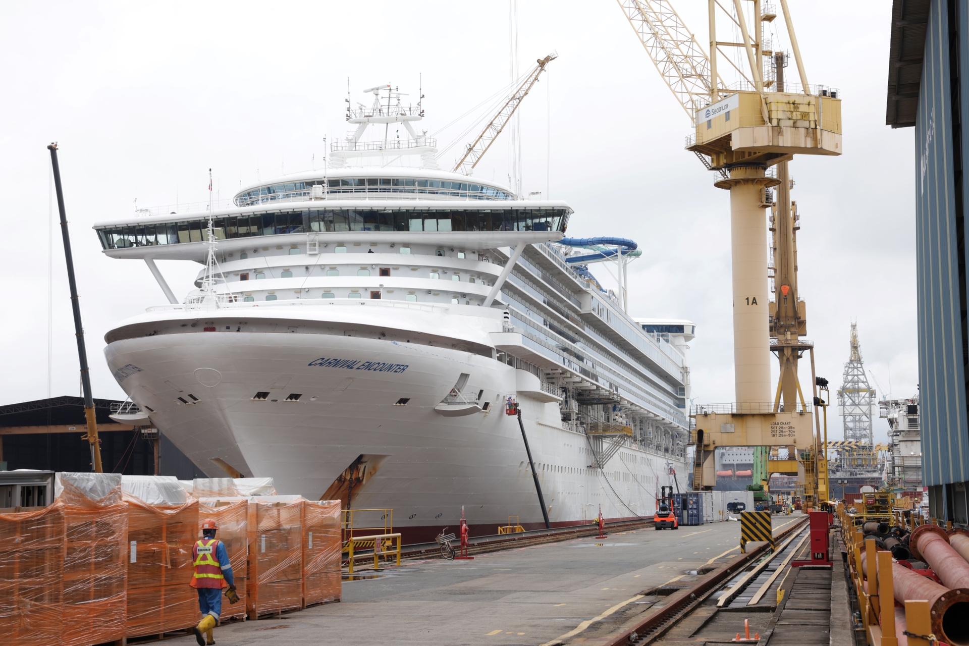 Carnival Encounter enters dry dock in Singapore 