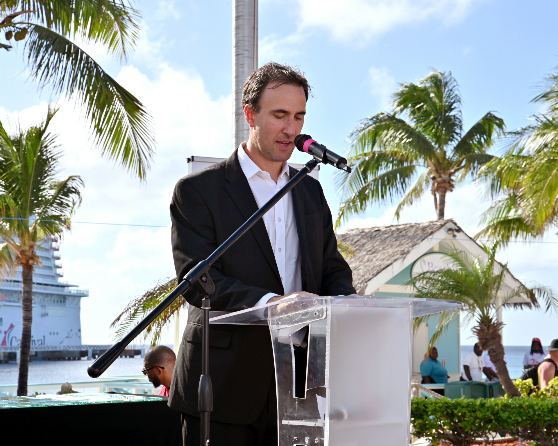 Damian Rudich, vice president of global operations at Carnival Corporation, sharing his remarks