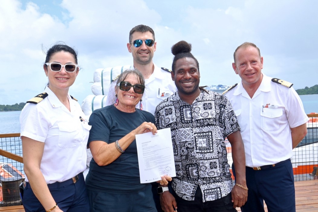 Carnival Adventure towel donation in Port Vila