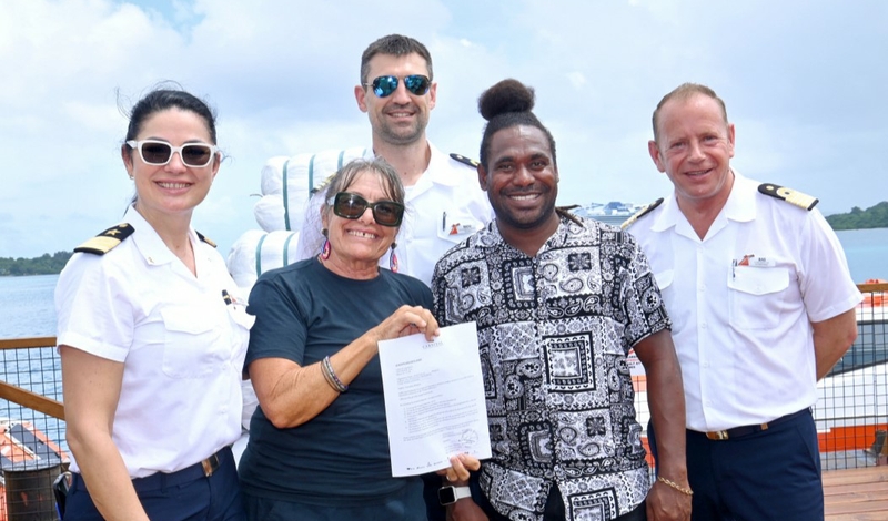 Carnival Adventure towel donation in Port Vila