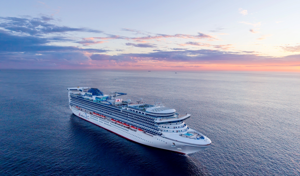 Carnival Adventure at sea, seen from above