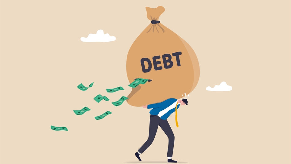 man carrying debt