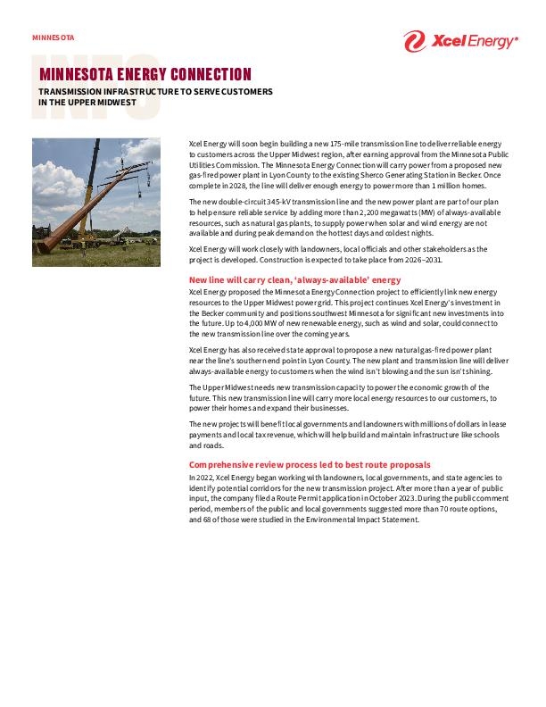 Minnesota Energy Connection Info Sheet