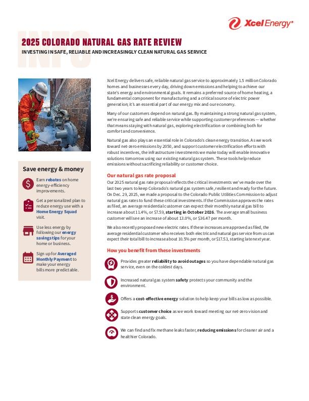 Colorado Natural Gas Rate Review Info Sheet
