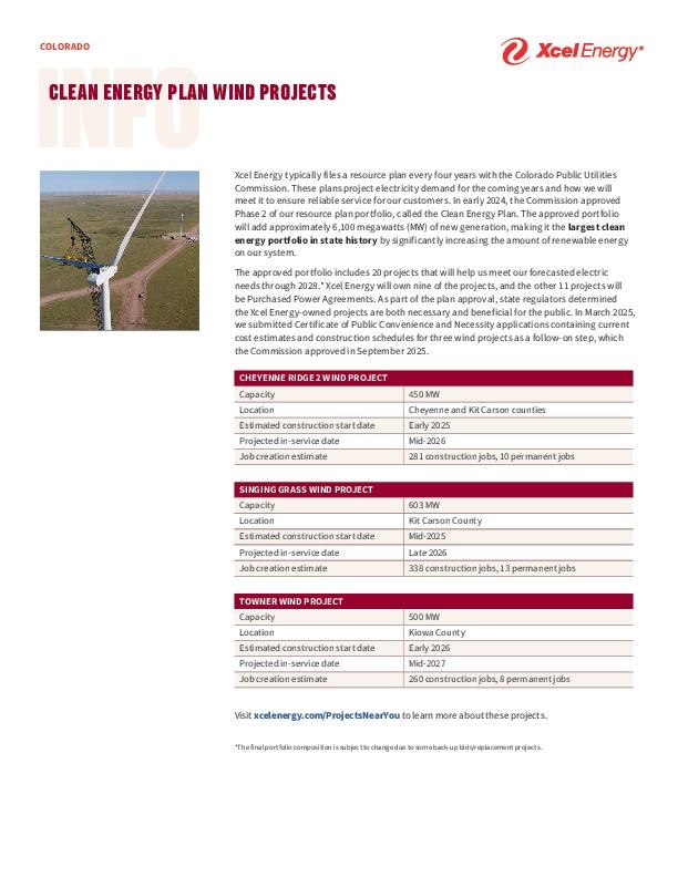 Eastern Plains Wind Projects Info Sheet
