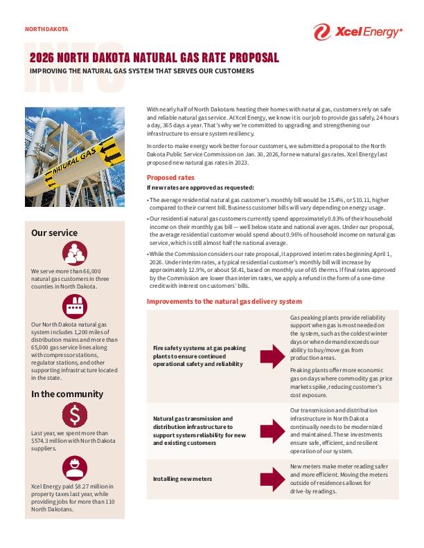 2026 North Dakota Natural Gas Rate Proposal Info Sheet