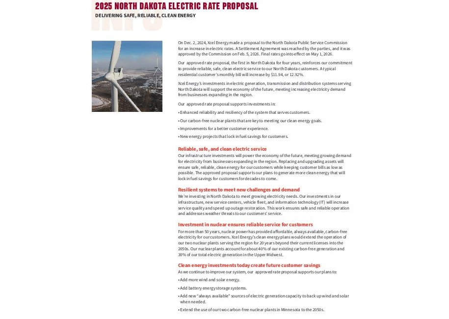 2025 North Dakota Electric Rate Proposal Info Sheet thumbnail