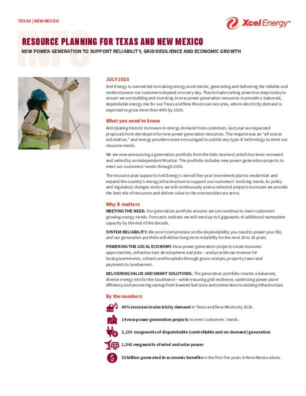 Southwest Resource Plan Portfolio Info Sheet