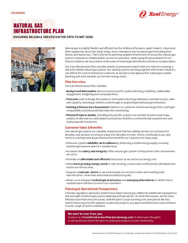 Colorado Gas Infrastructure Plan Info Sheet