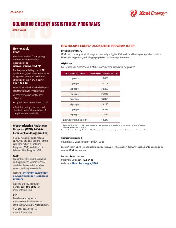 2025-2026 Colorado Energy Assistance Info Sheet