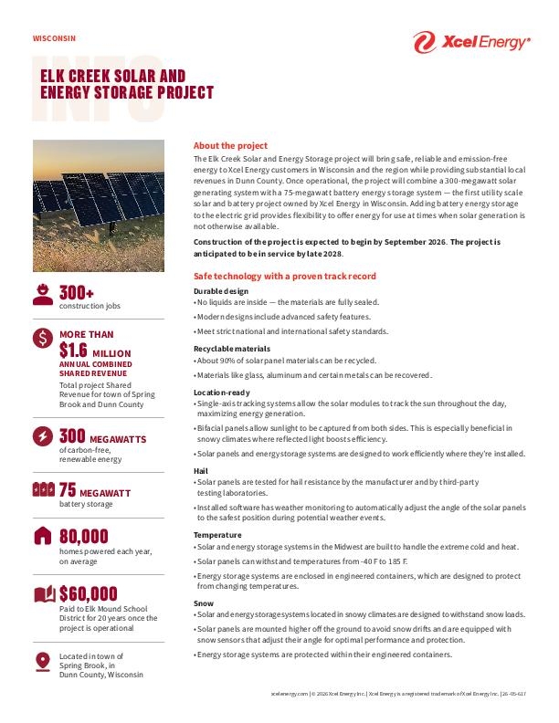 Elk Creek Solar and Energy Storage Project
